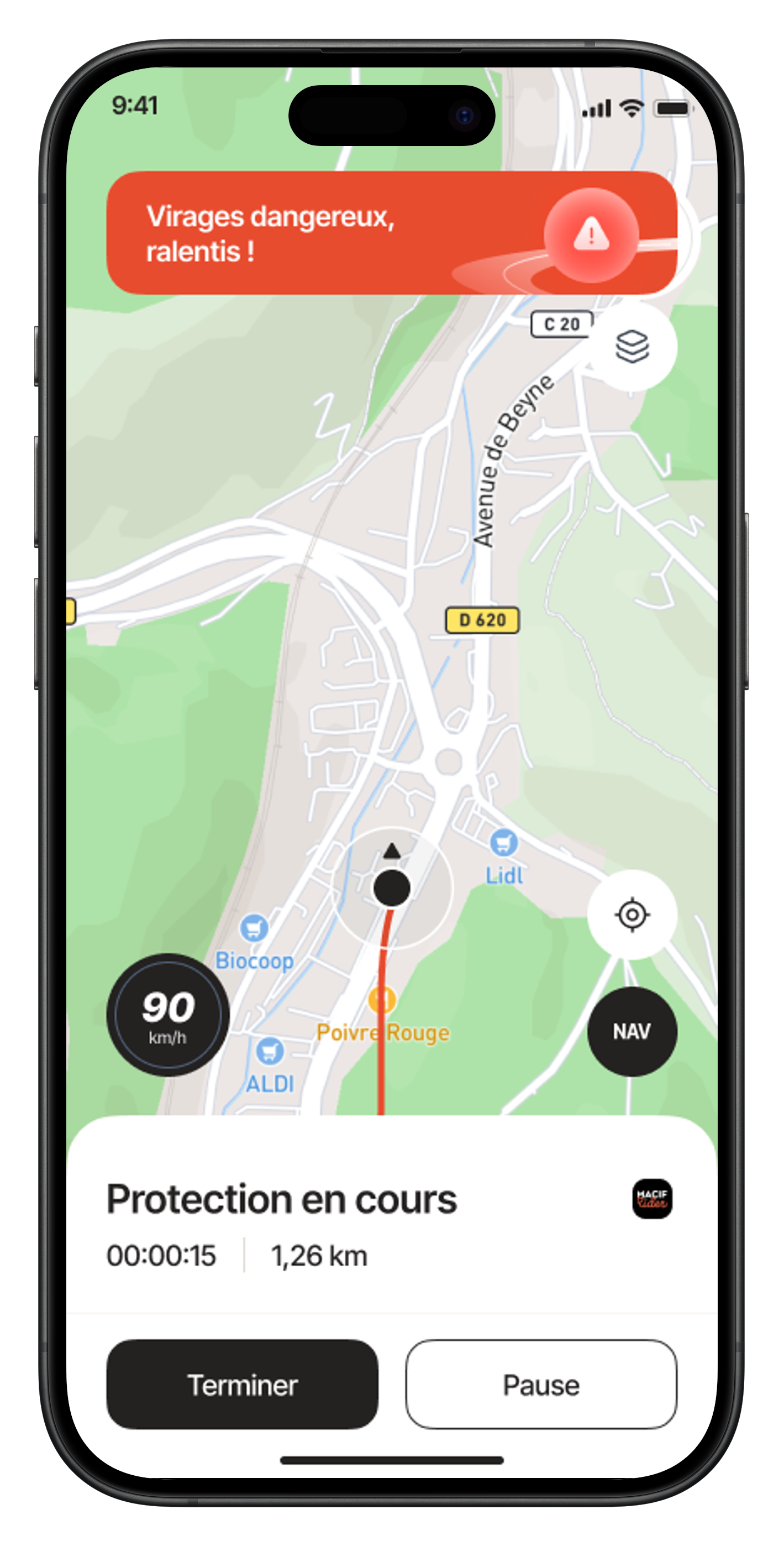 Navigation Liberty Rider en trajet